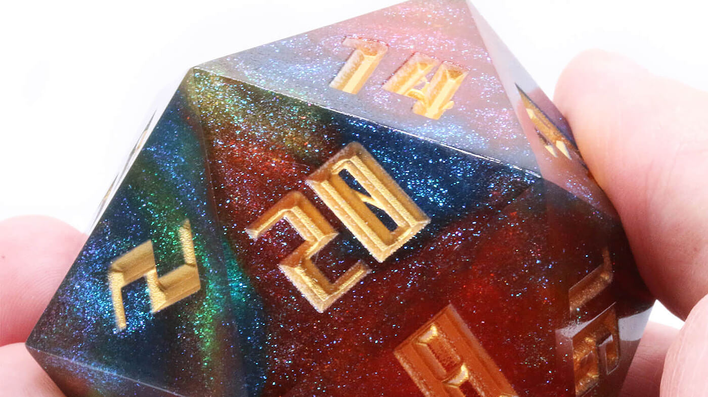 Giant d20 dice magic glitter