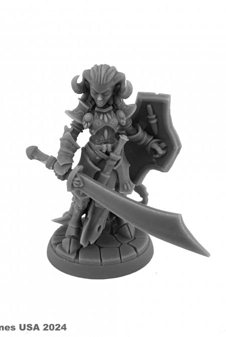 Female Hellborn Paladin Tiefling Poxy Miniature