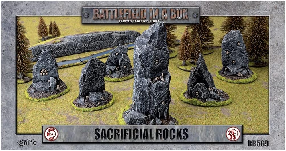 Battlefield in a Box painted terrain sacrificial rocks