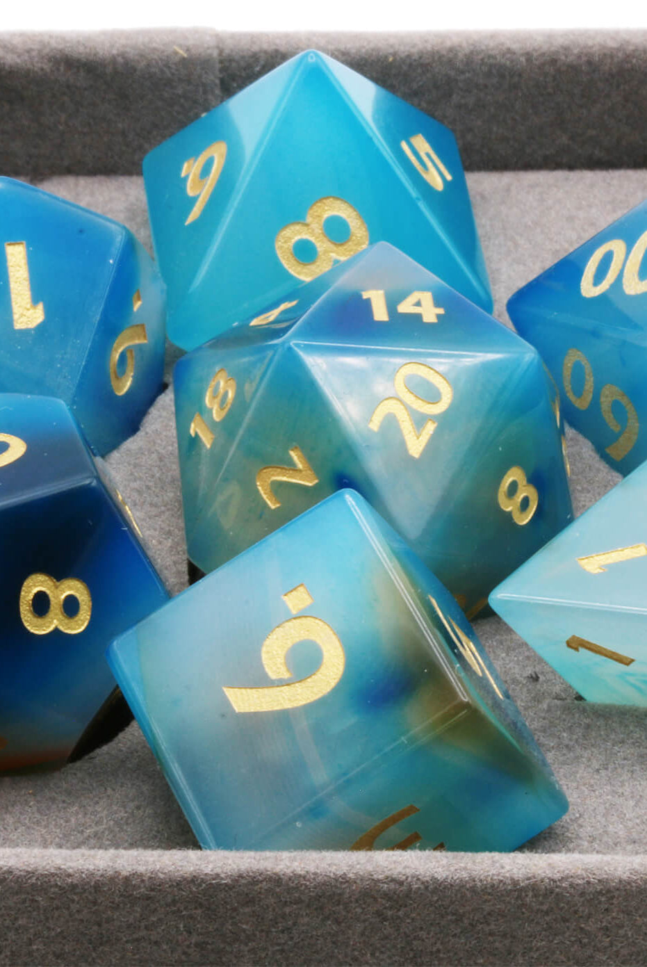 Blue Agate DnD Dice on sale at Dark Elf Dice