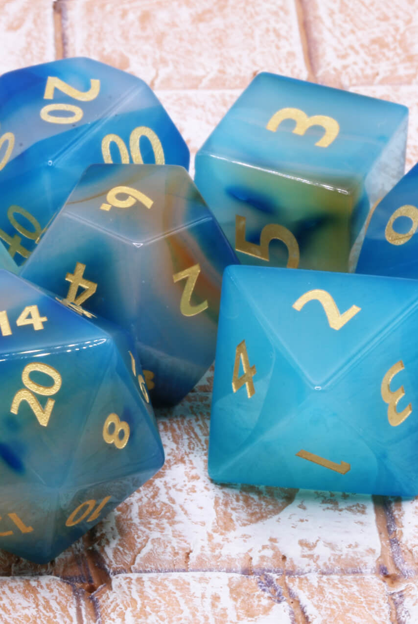 Blue Agate gemstone dice sets at Dark Elf Dice