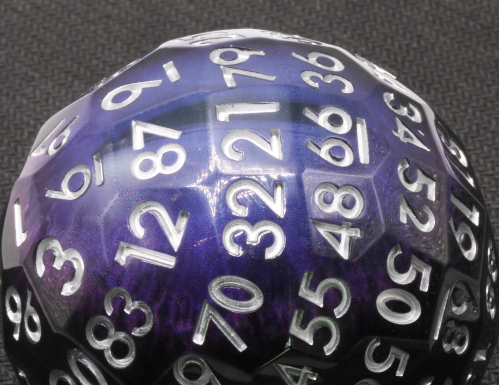Floating eye purple d100 dice for ttrpg games