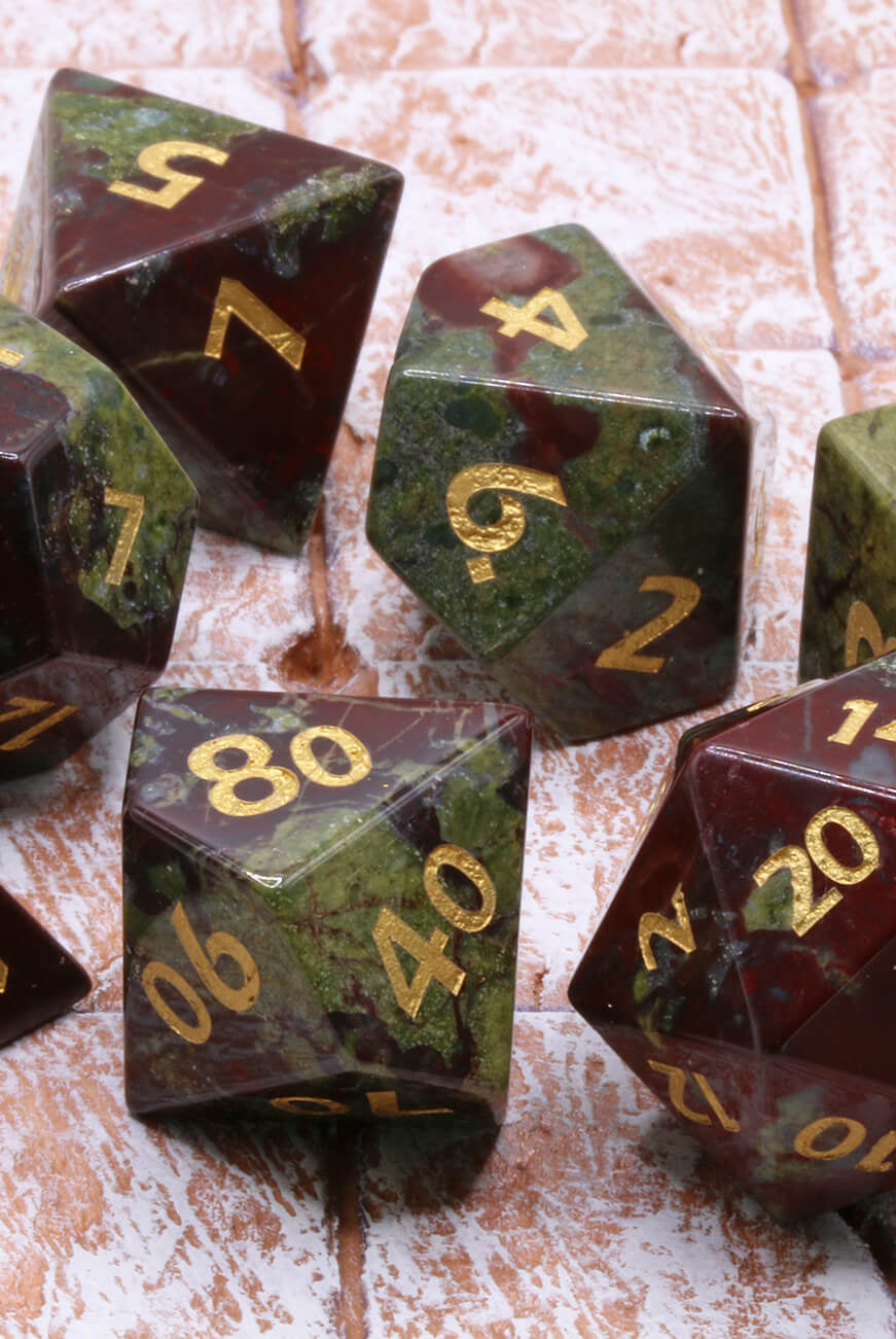 Dragon Blood Stone Gemstone dice for ttrpg games