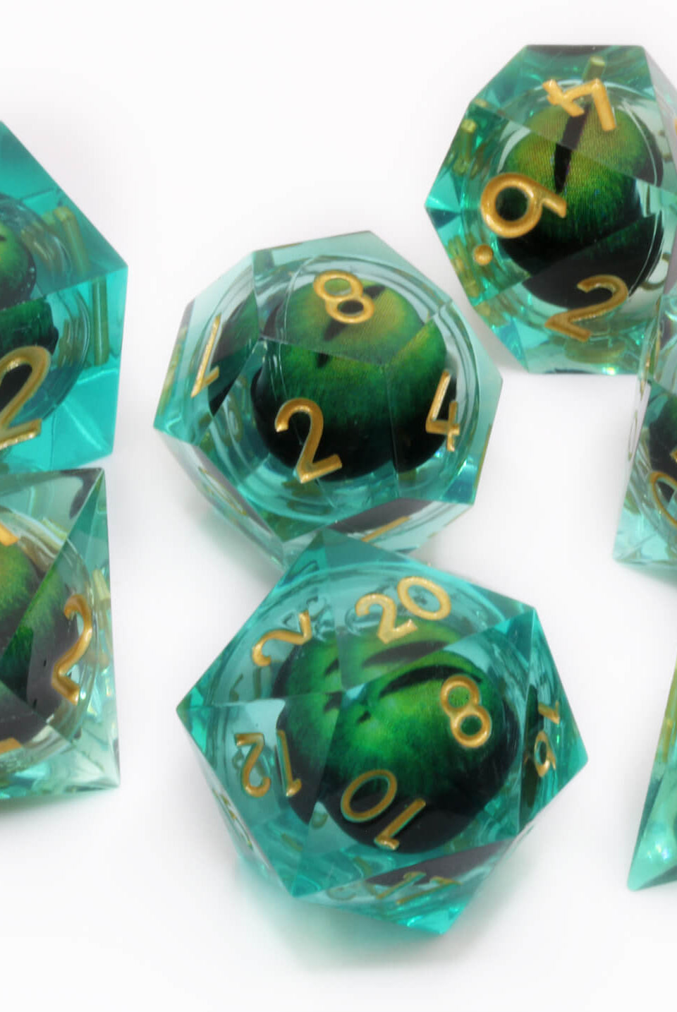 Floating Eye Liquid Core Dice Green