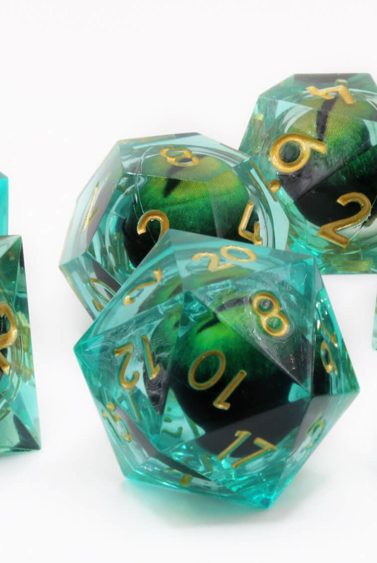 Green Eyeball Liquid Core Dice Set