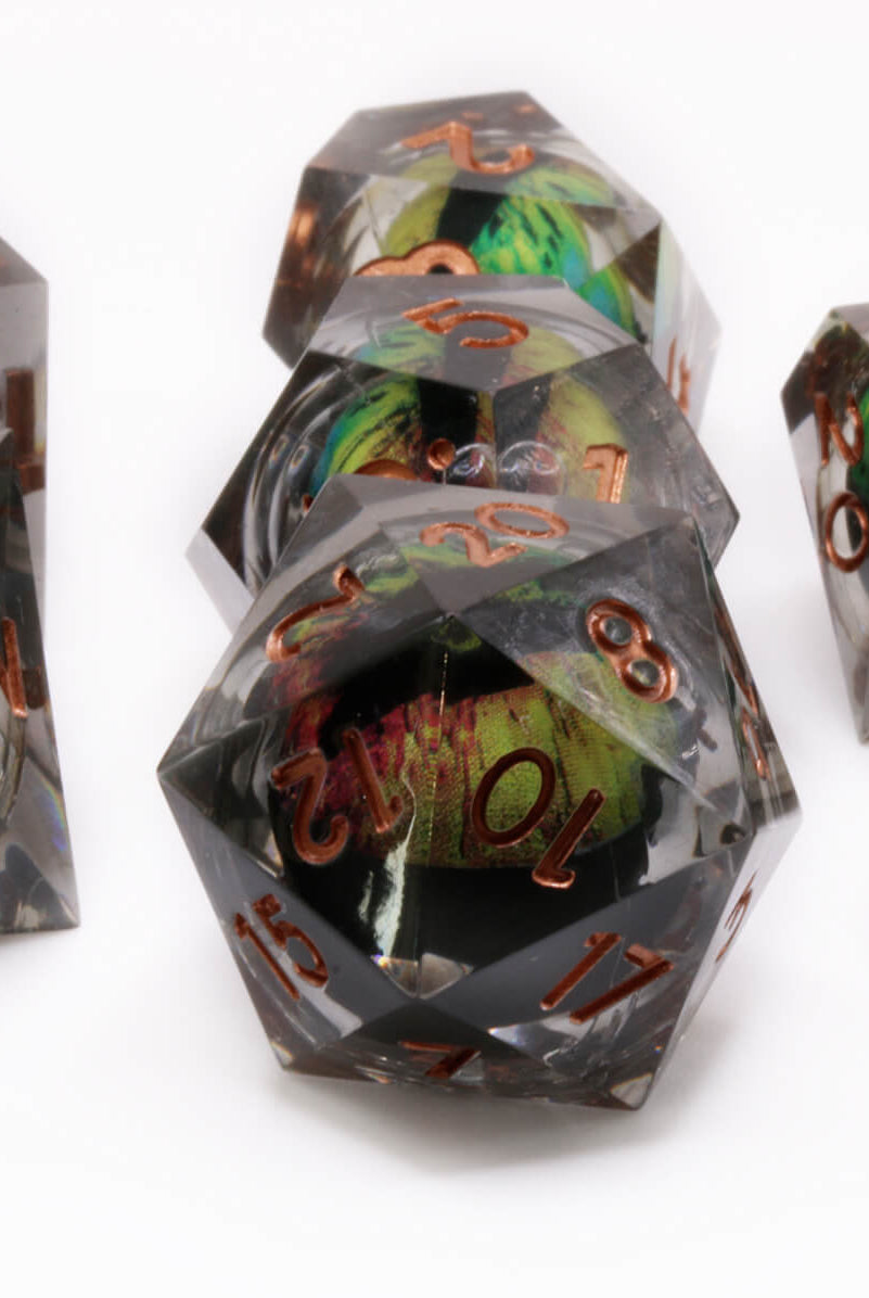Liquid Core Floating Eyeball Dice in Smoke Color
