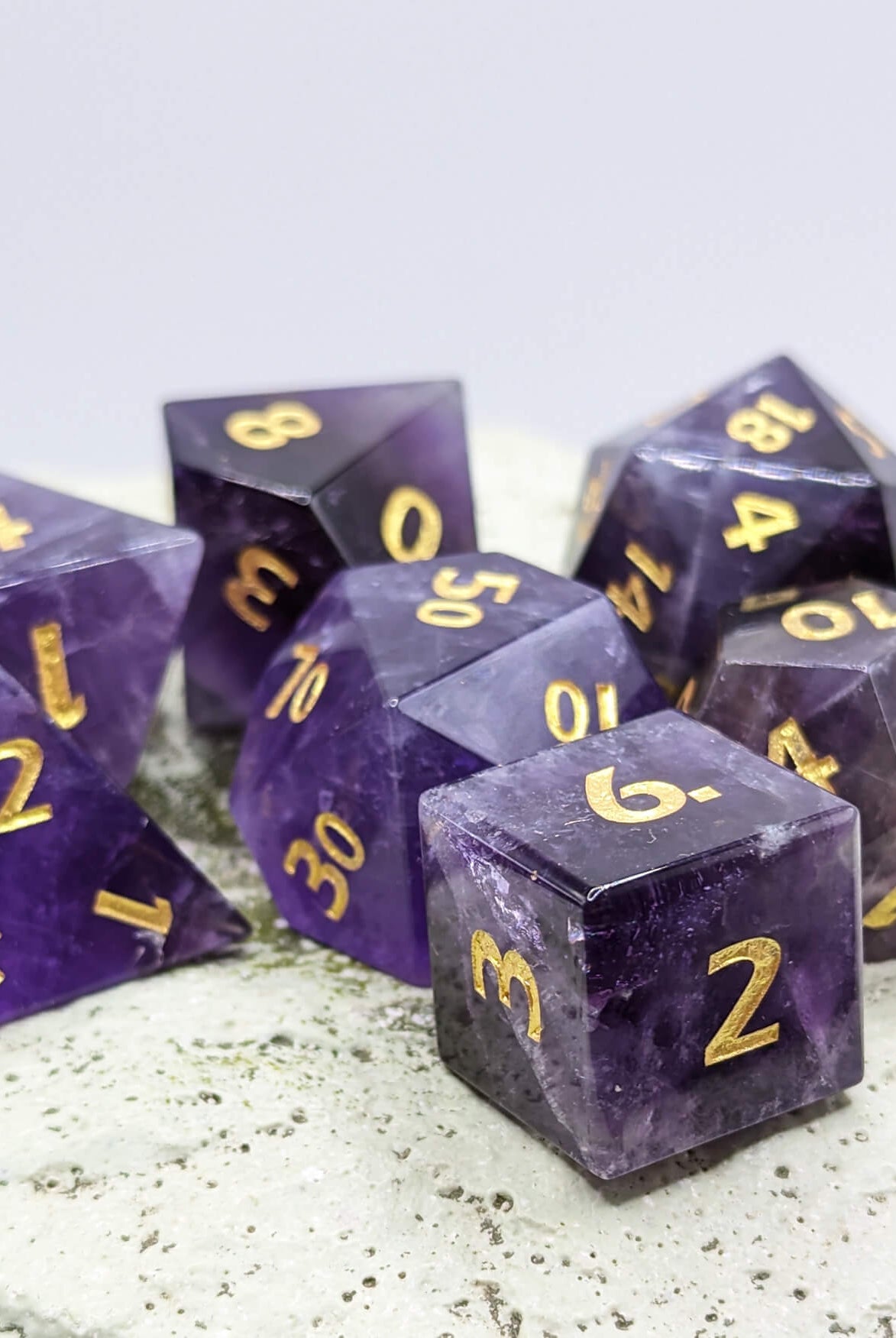 Amethyst gemstone dnd dice set