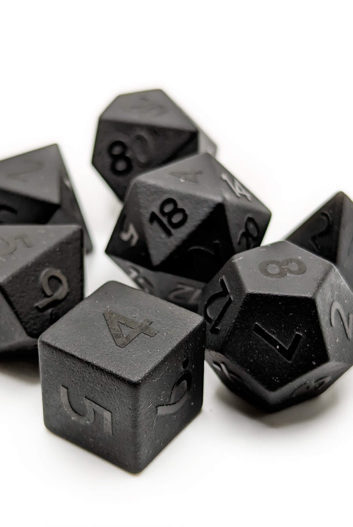 Gemstone obsidian dice for ttrpg tabletop games