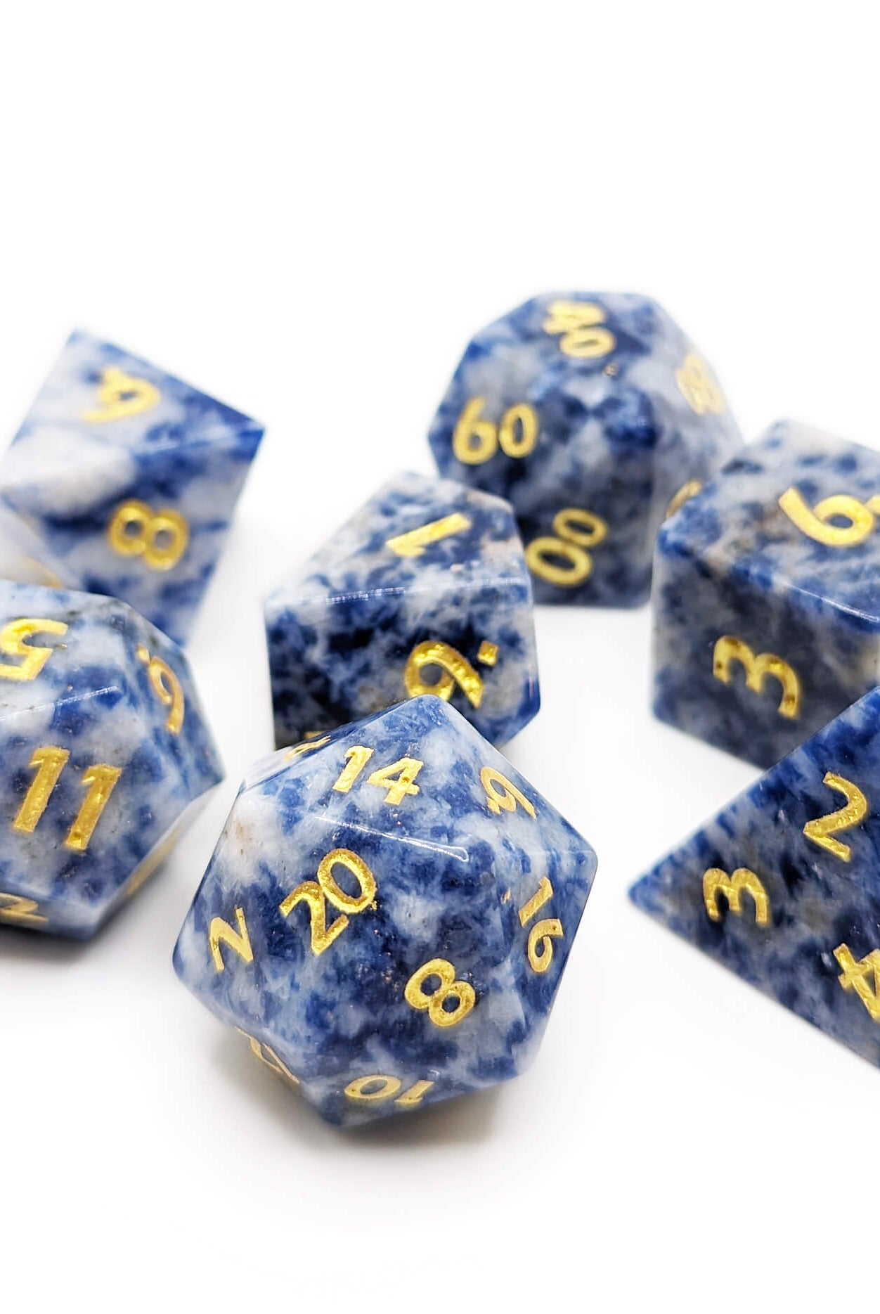Beautiful Blue gemstone dice set