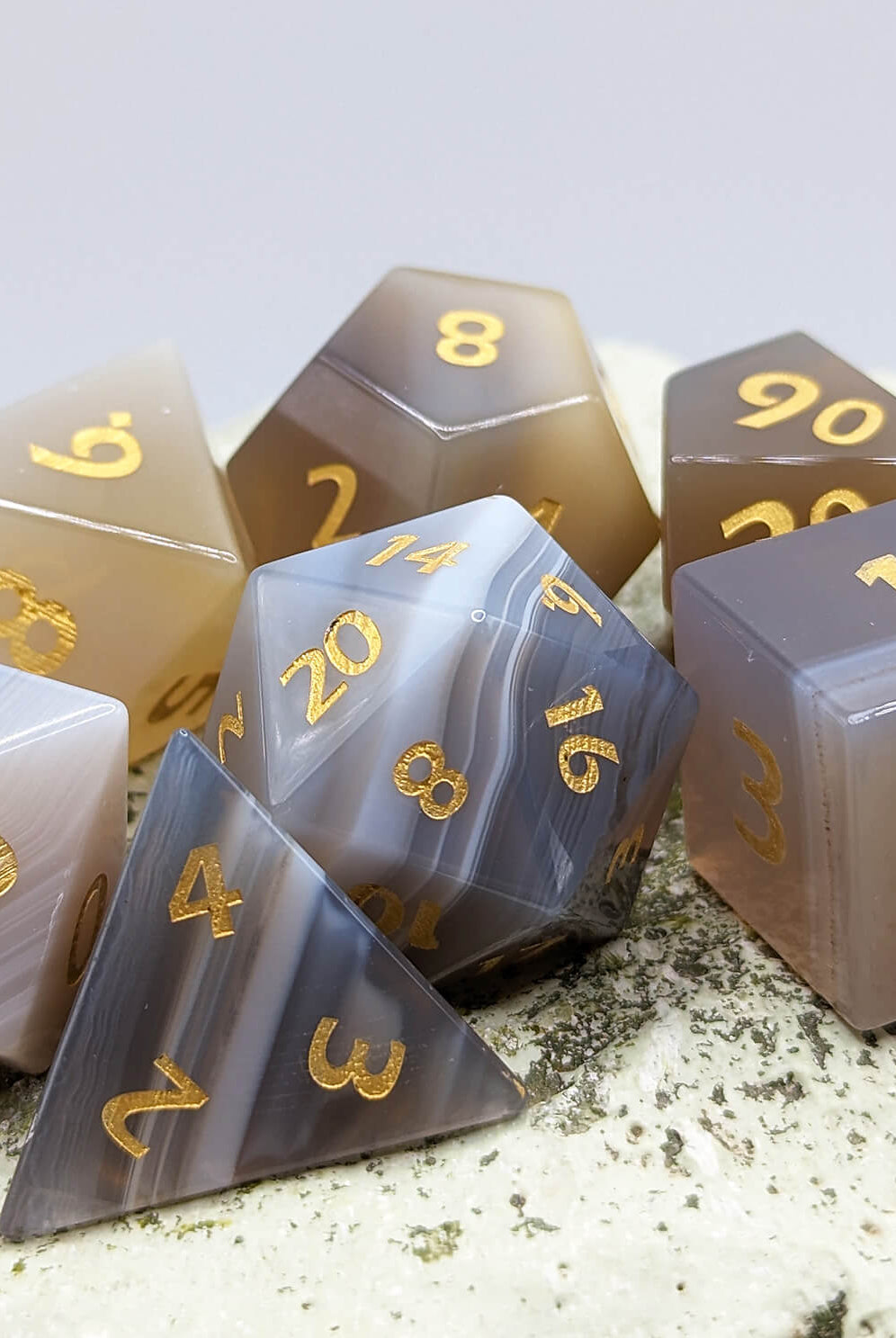 Gray stone gemstone dice for dnd games