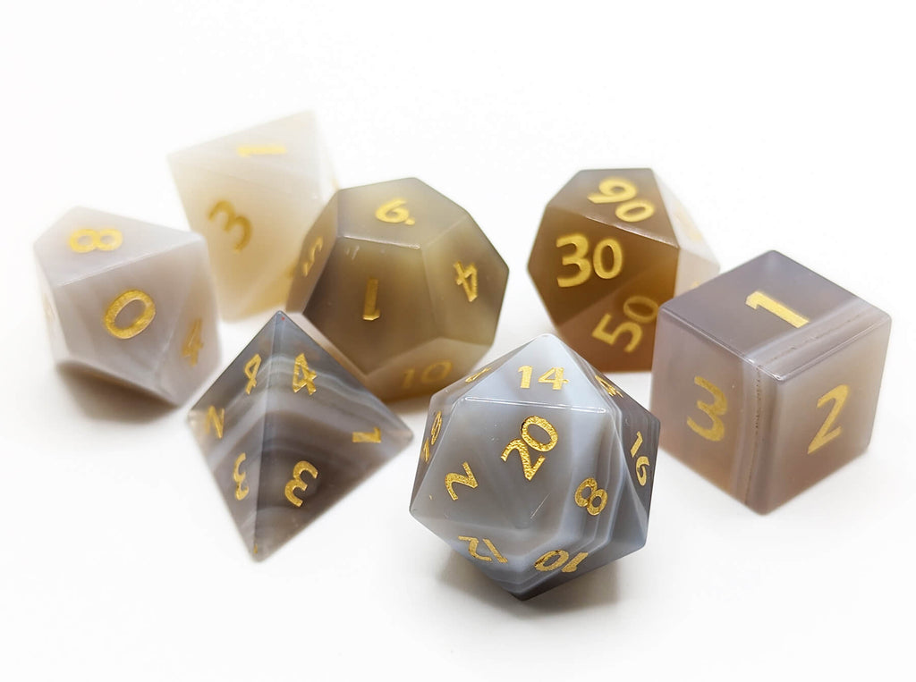 Gemstone Agate gray dice for ttrpg games