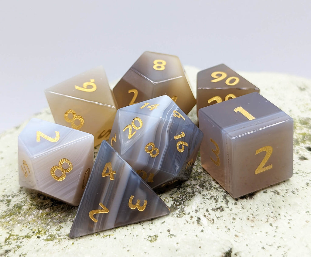 Gray stone gemstone dice for dnd games