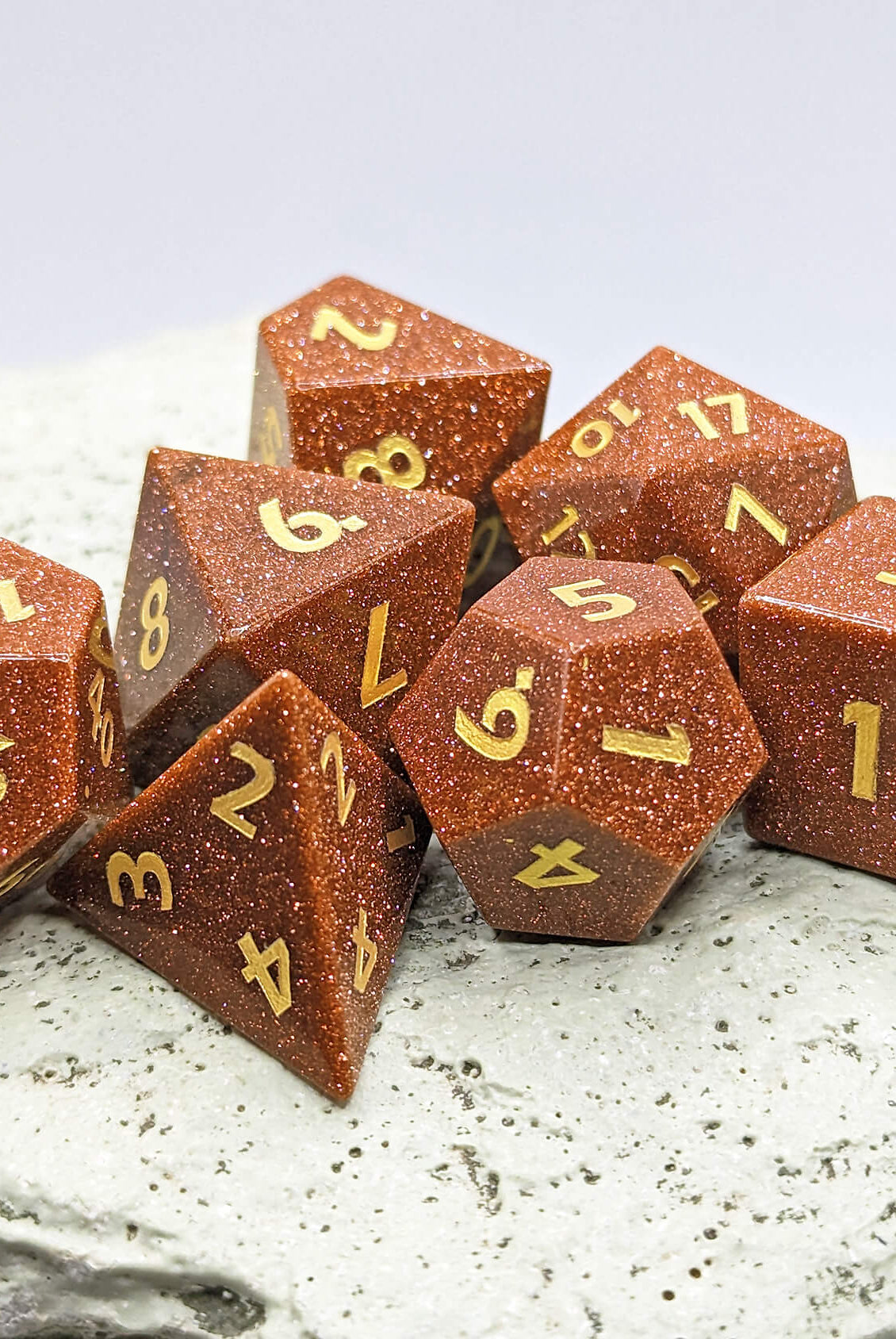 Gold Gemstone dice set
