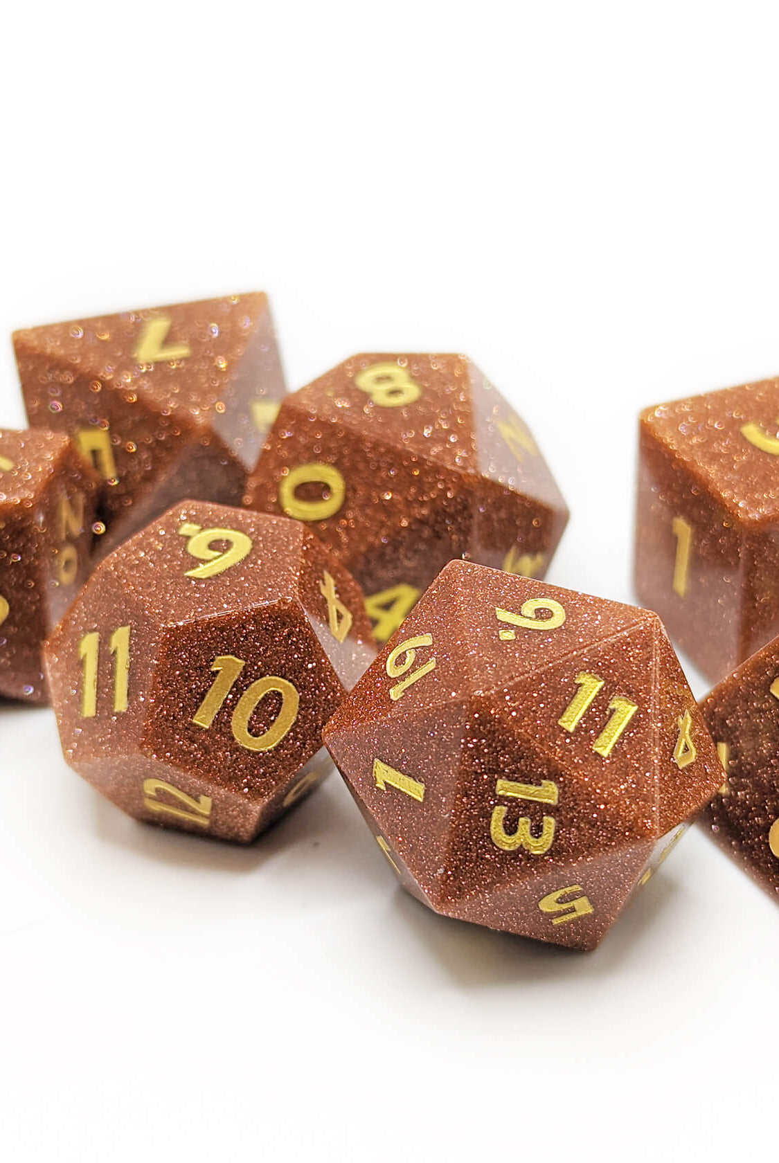 Gemstone Gold Stone Dice for dnd and other games
