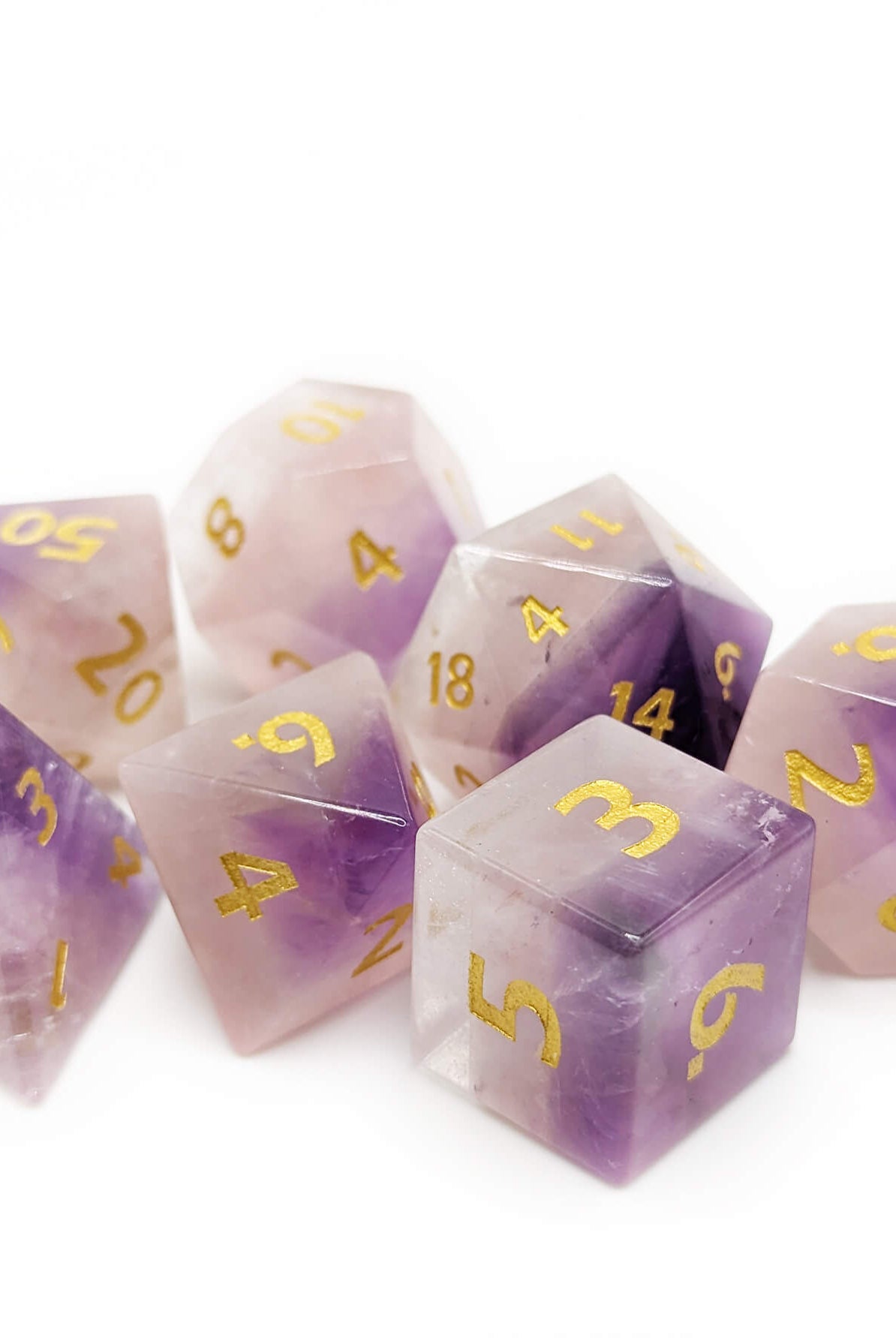 Purple crystal gem dice for dnd games