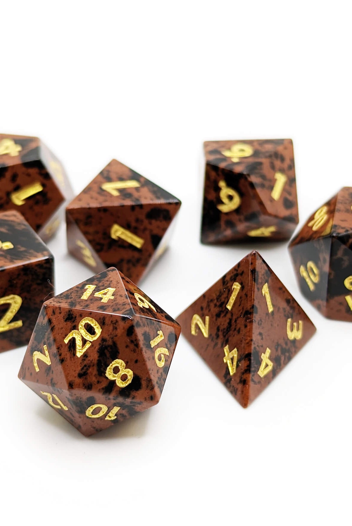 Gemstone Mahogany Obsidian game dice