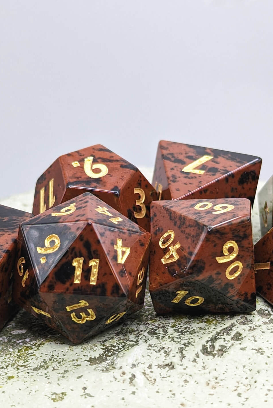 Gemstone Mahogany obsidian dice for dnd games