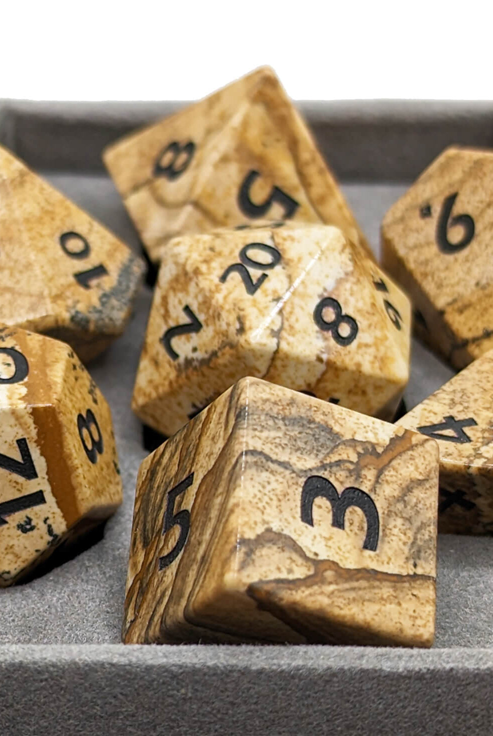 Gemstone Picture Jasper dice for ttrpg games