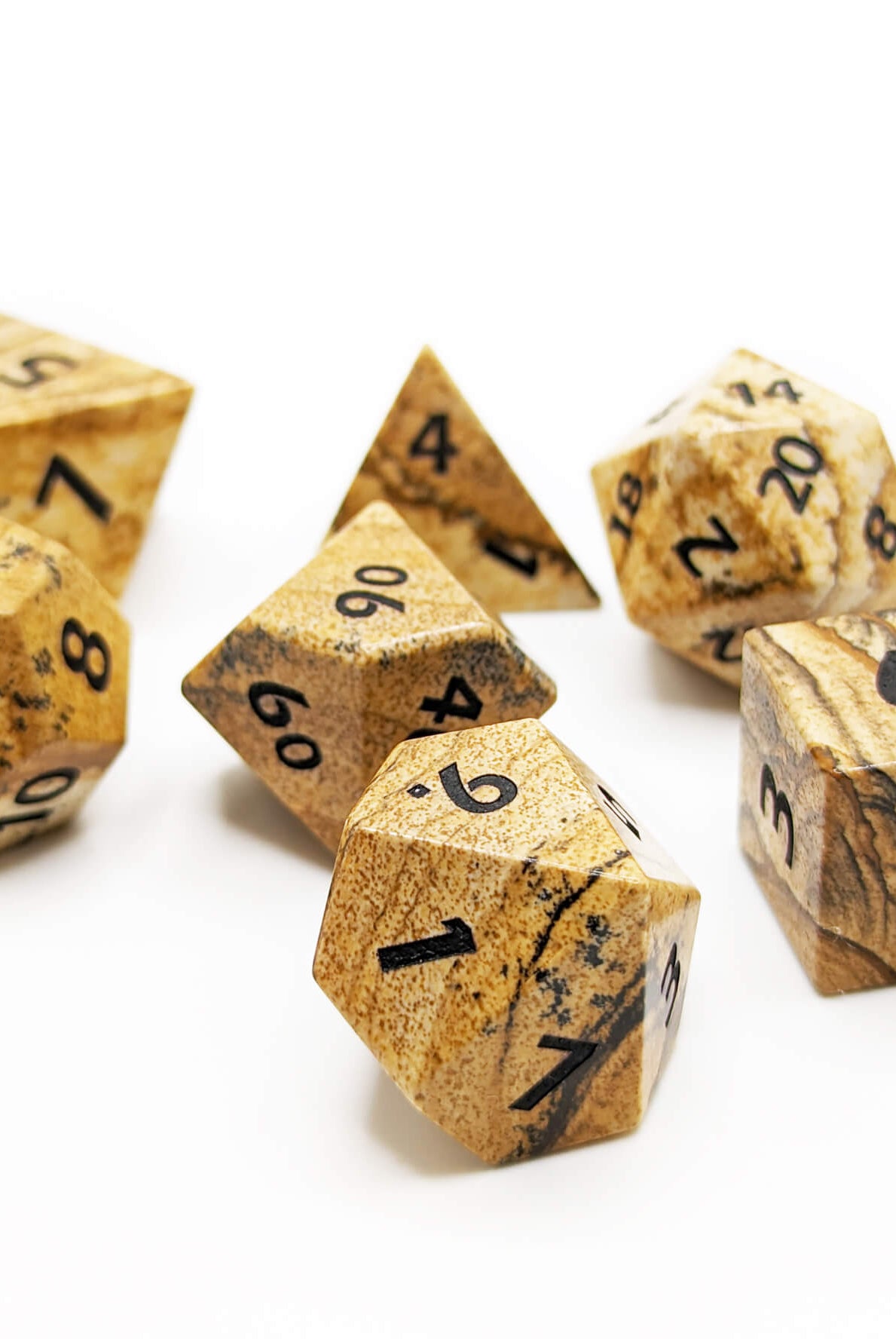 Beautiful real stone dice for role playing games