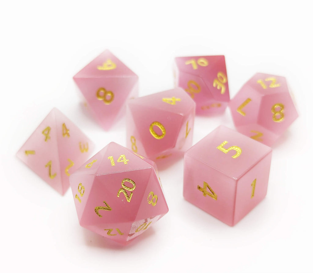 Beautiful Pink Gemstone dice cats eye