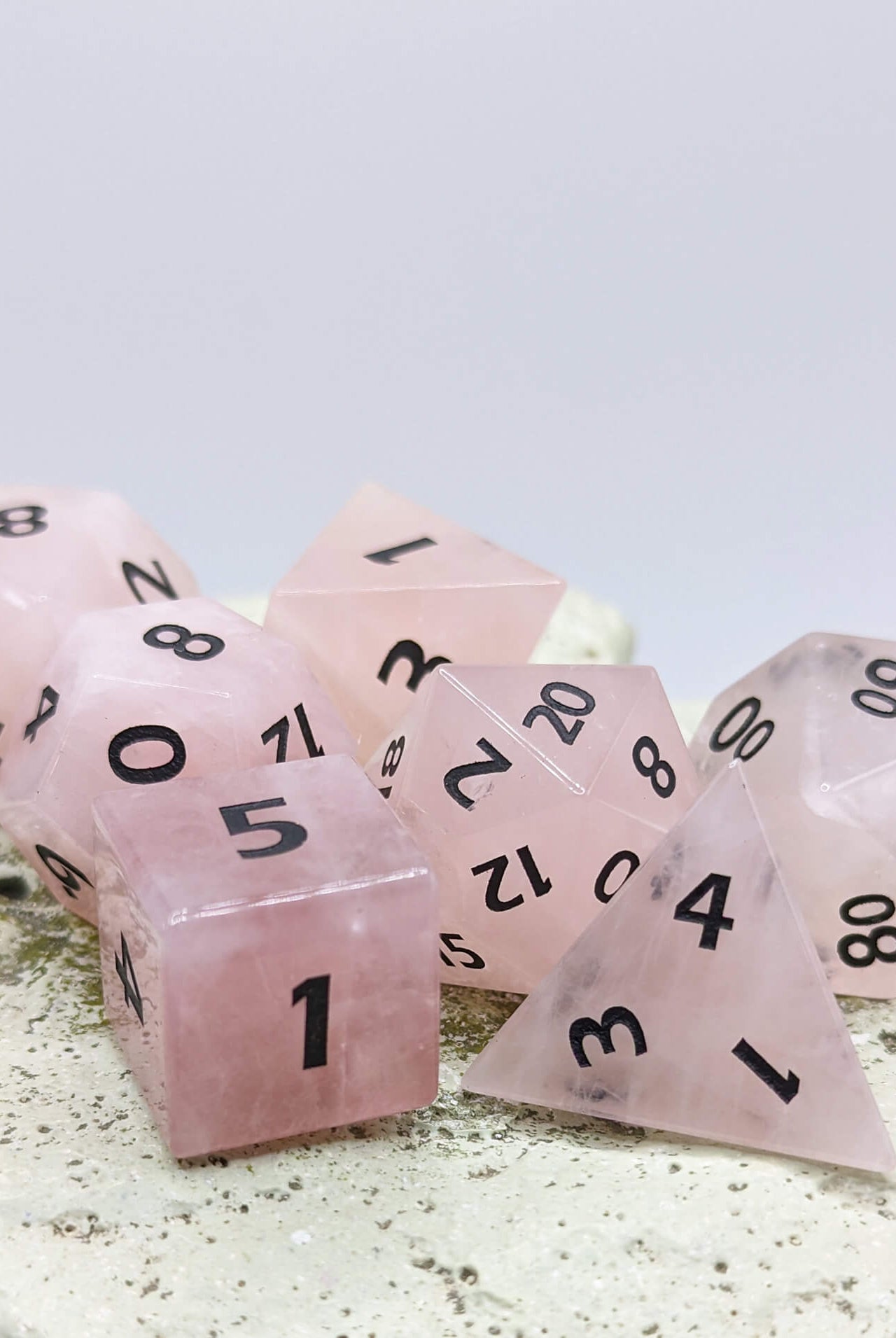 rpg dice pink crystal stone dice