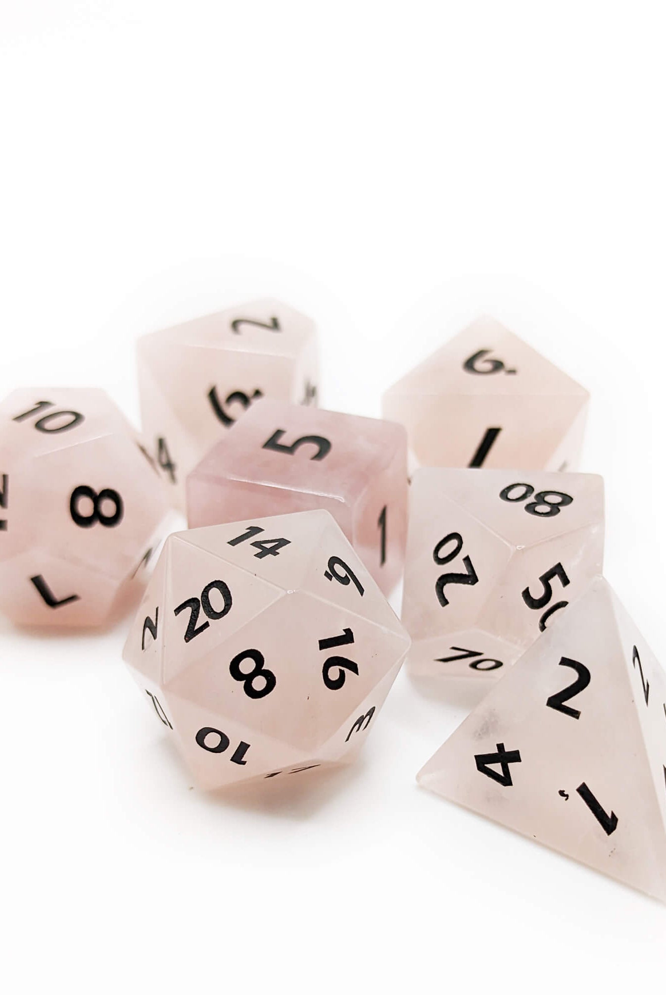 Pink crystal natural gemstone dice set for dnd games