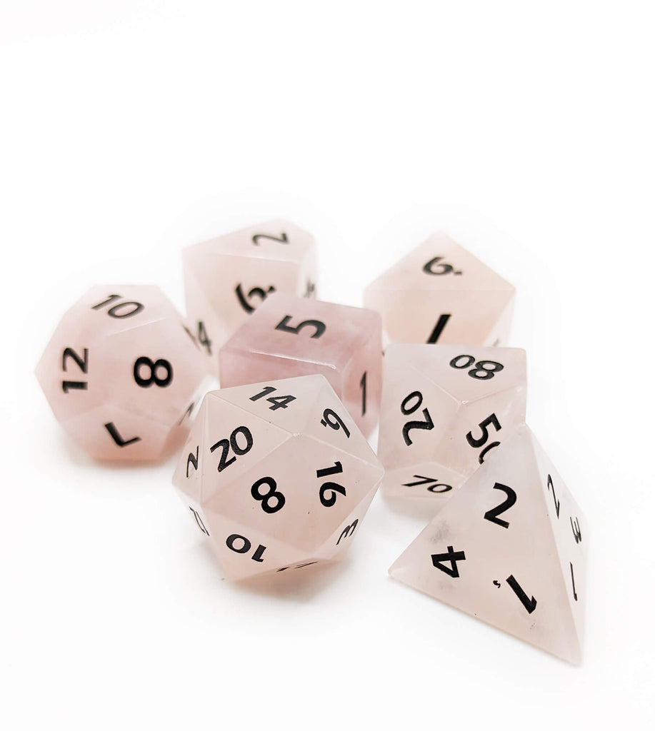 Pink crystal natural gemstone dice set for dnd games