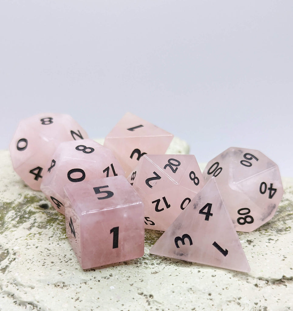 rpg dice pink crystal stone dice