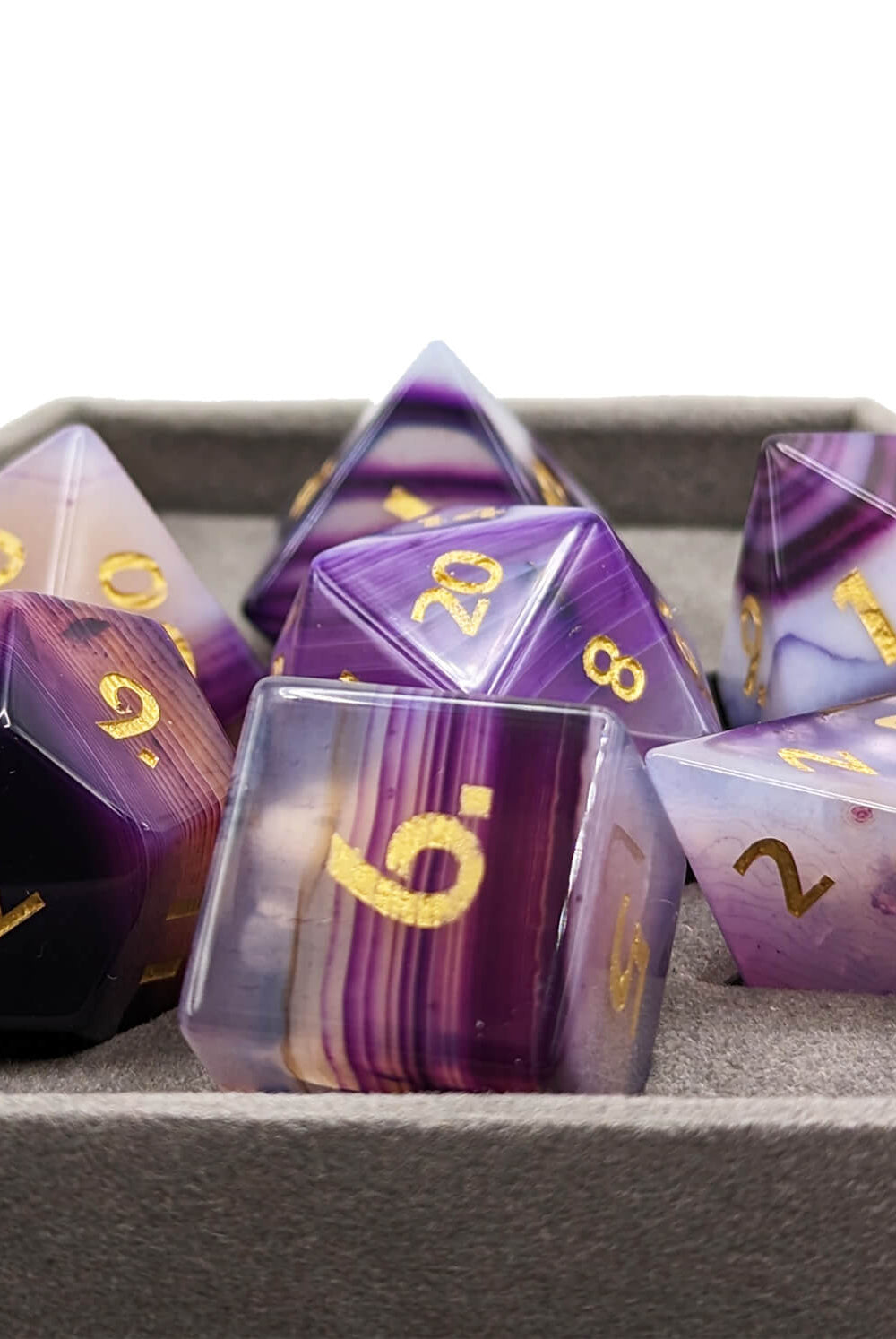 Purple Agate Gemstone Dice for Dnd games