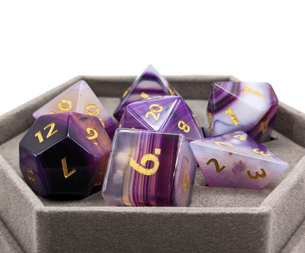 Purple Agate Gemstone Dice for Dnd games