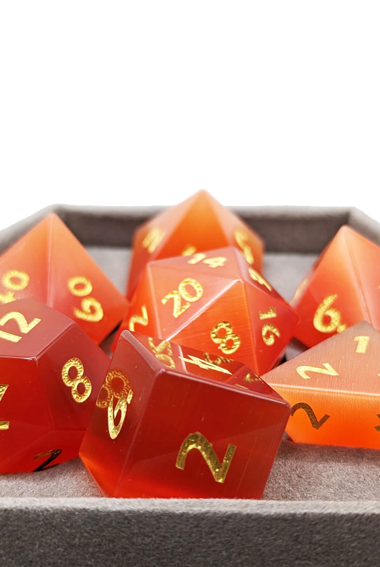 Red Cat's Eye Gemstone Dice set