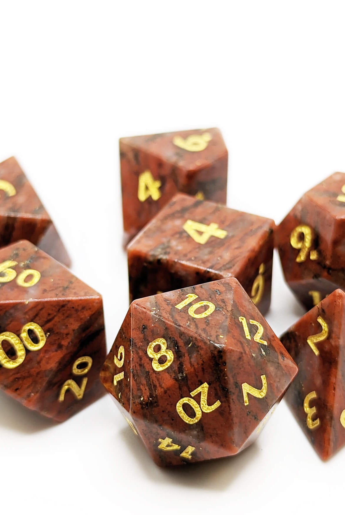 red granite stone dice set