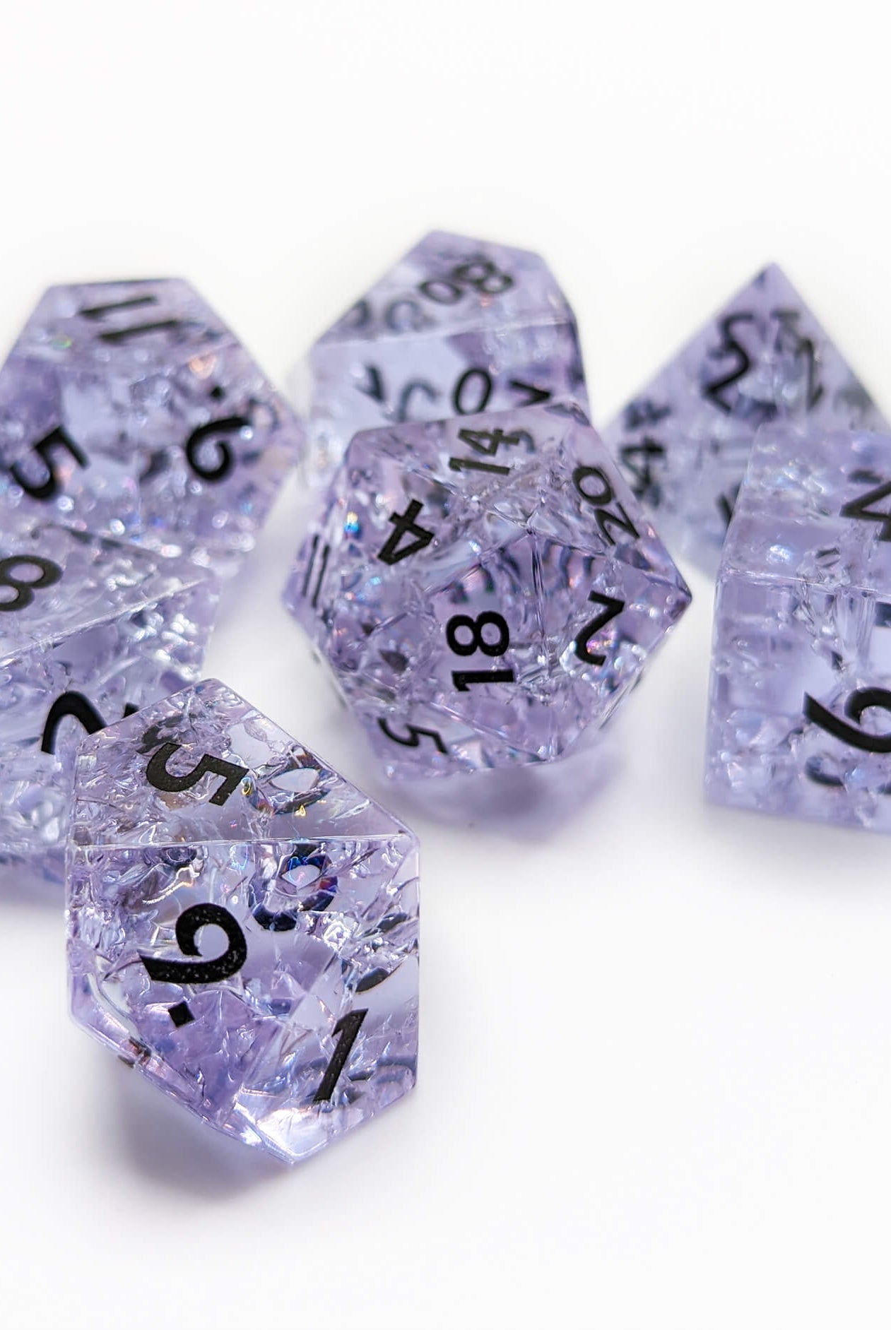 purple glass gemstone dice
