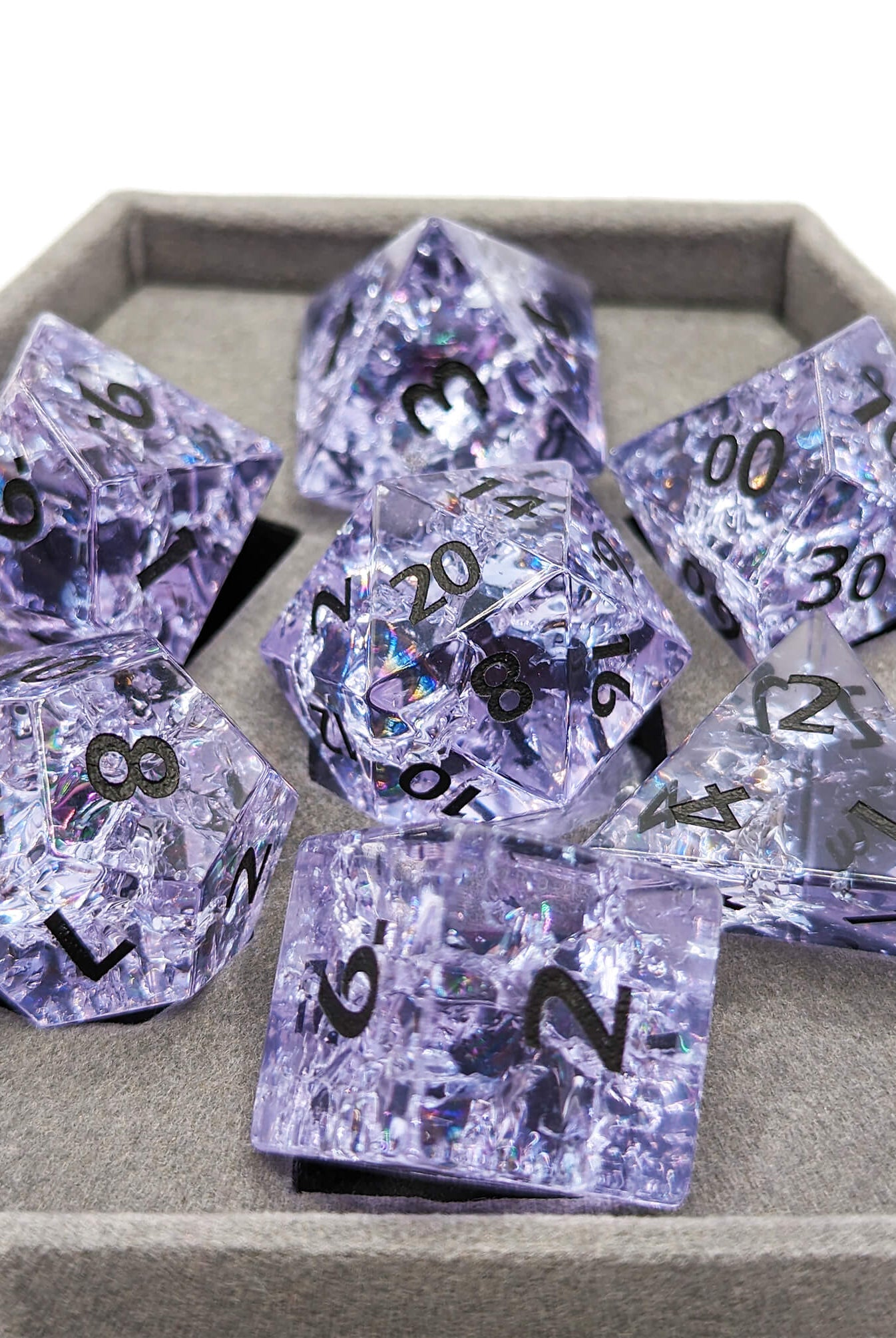 Shattered gemstone dice purple sapphire