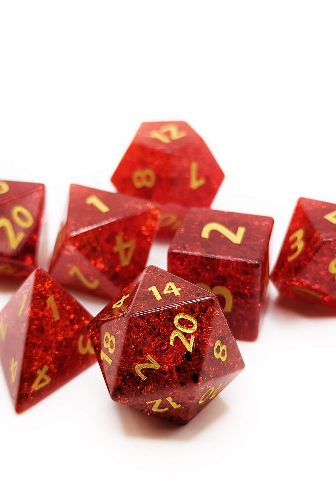 Red glass Gemstone dice for dnd