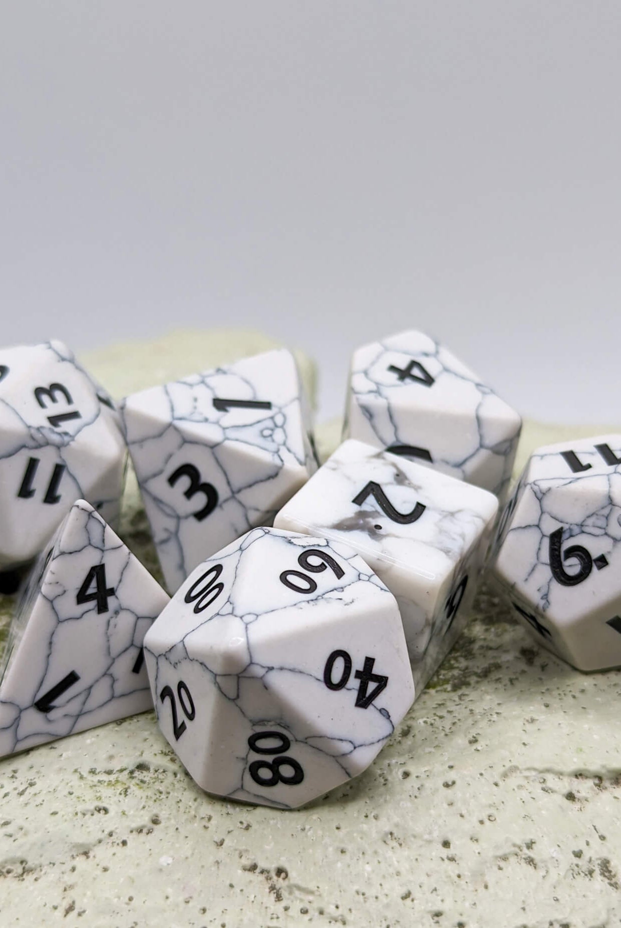 White Turquoise gemstone dice set