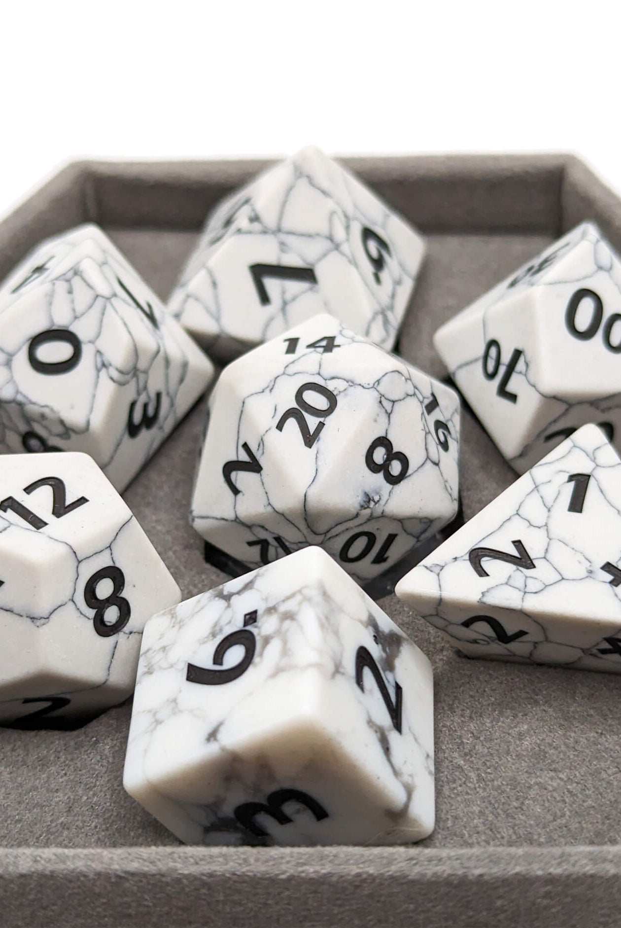 White Turquoise Gemstone dice for rpg games