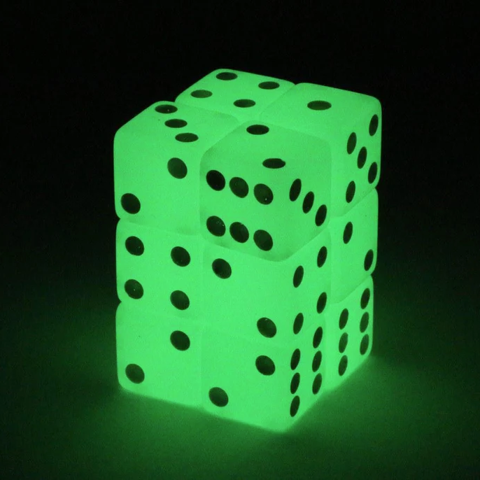Glow in the dark d6 dice