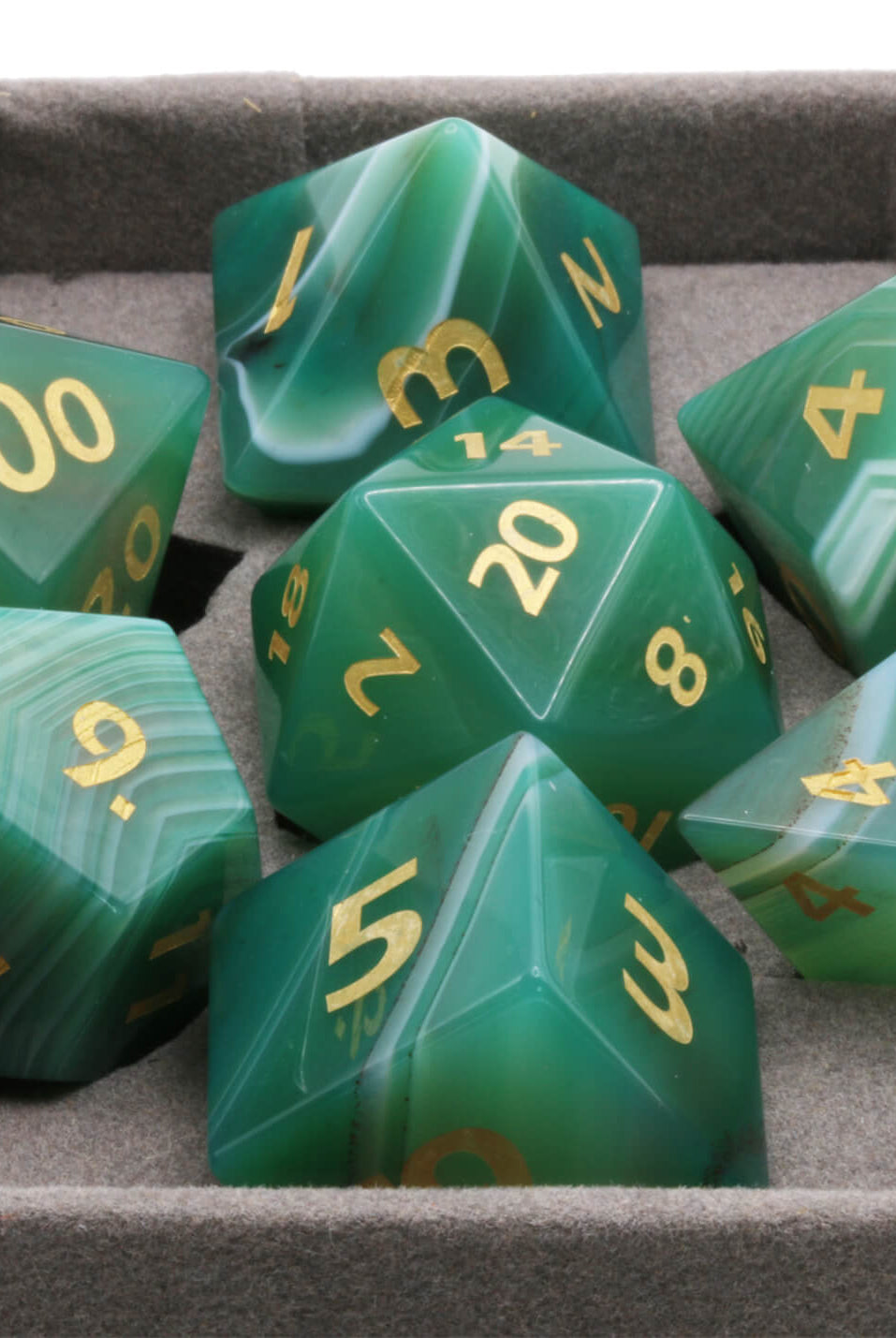 Green Agate Gemstone Dice at Dark Elf Dice