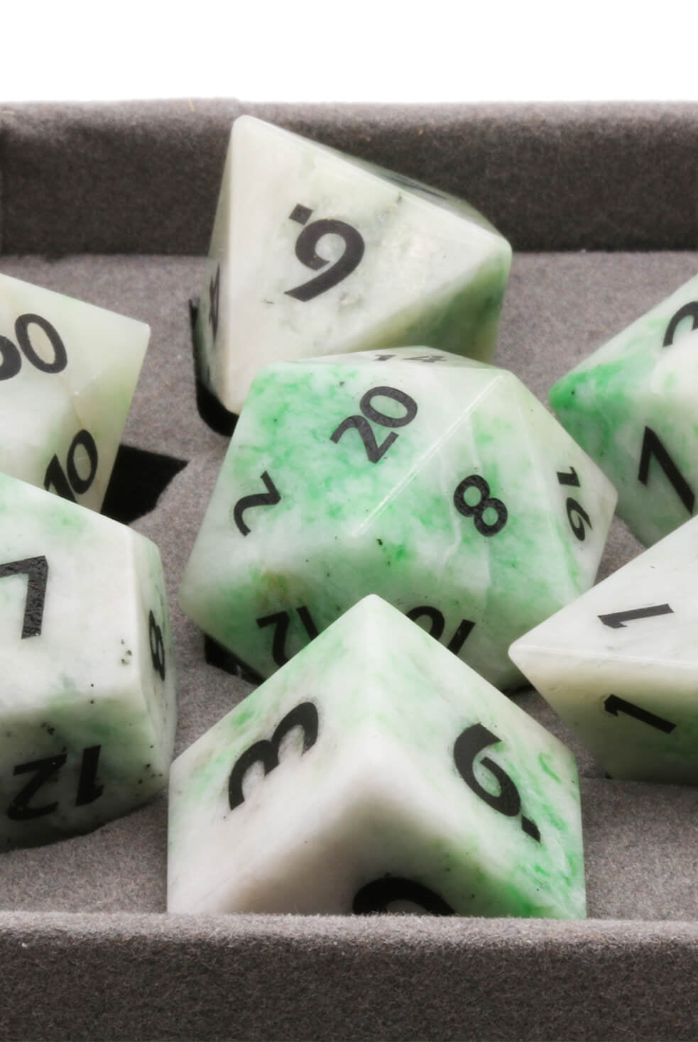 Jadeite Jade Gemstone Dice set at Dark Elf Dice