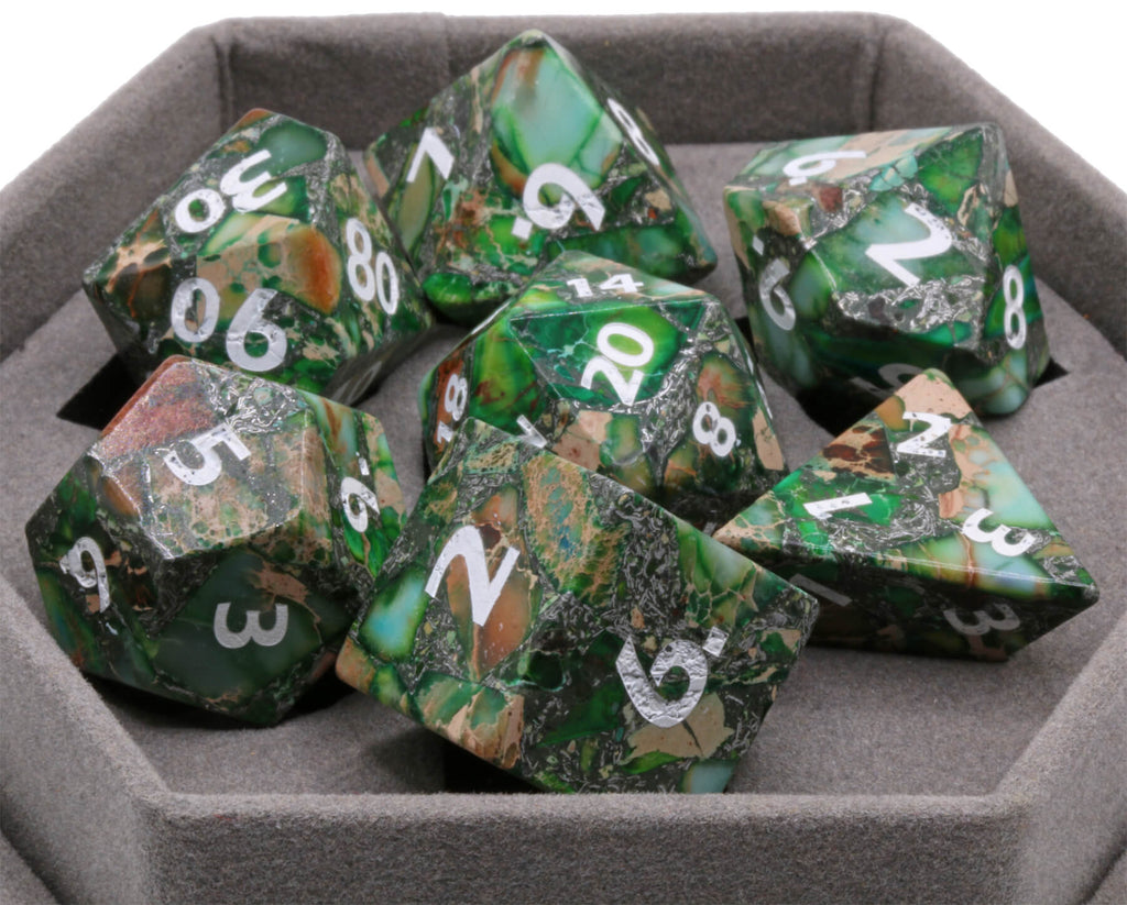 Green Imperial Jasper gemstone dice