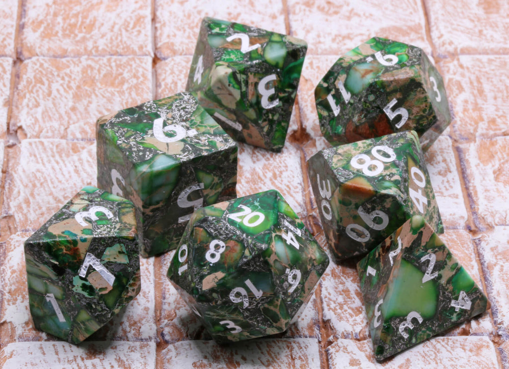 Imperial Jasper green gemstone dice for ttrpg games
