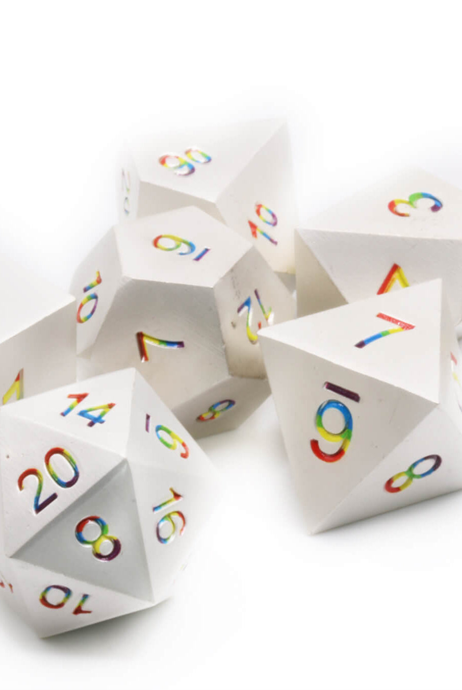 Rainbow metal ttrpg dice for tabletop games