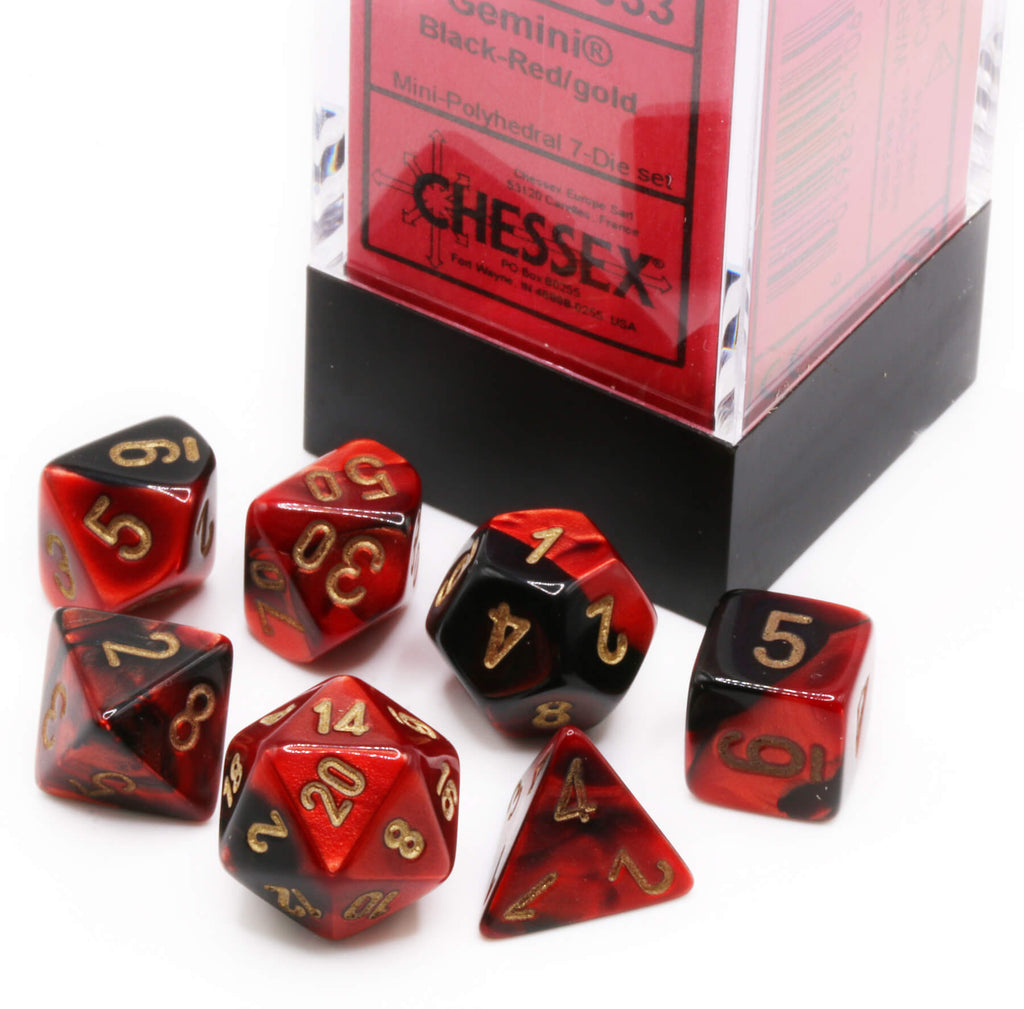 Mini Gemini Chessex dice red and black