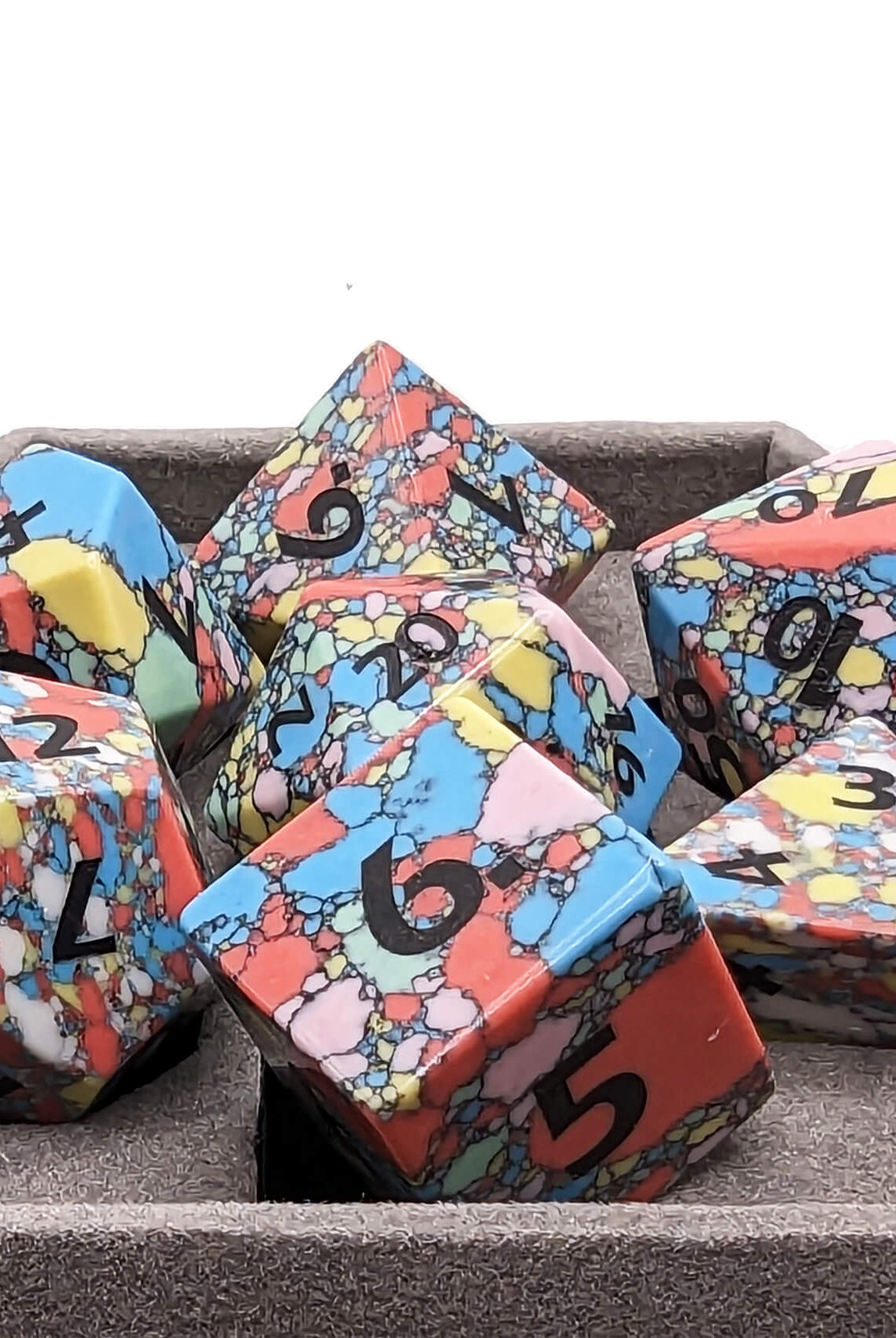 Mosaic turquoise gemstone dice for dnd games