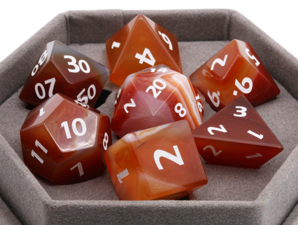 Orange Agate Dice for dnd and ttrpg games