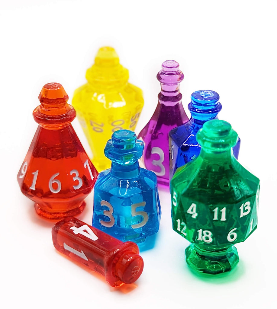 Potion Bottles Dice Set for dungeons and dragons and other rpg games