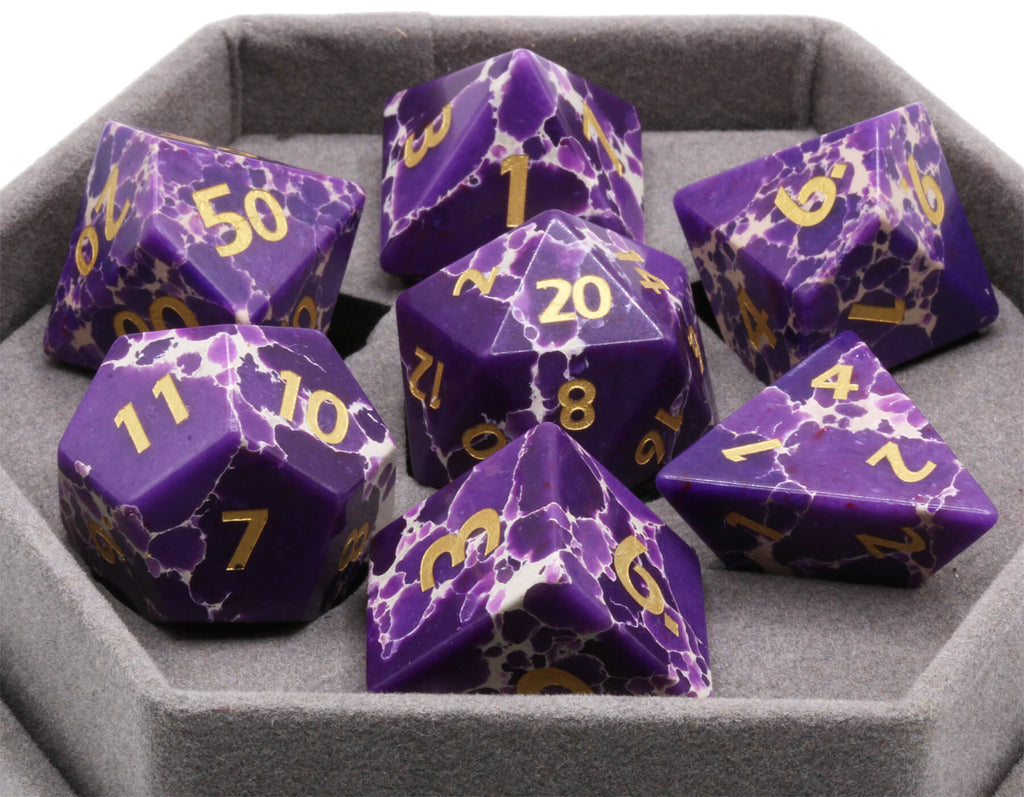 Purple Turquoise Gemstone dice on sale at Dark Elf Dice