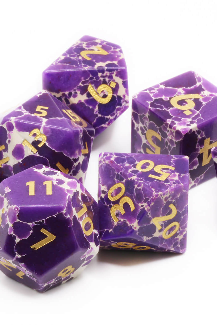 Gemstone Purple Turquoise dice for DnD and other tabletop games