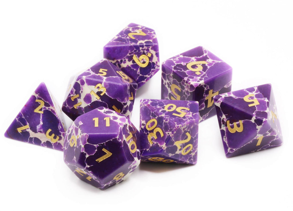 Gemstone Purple Turquoise dice for DnD and other tabletop games